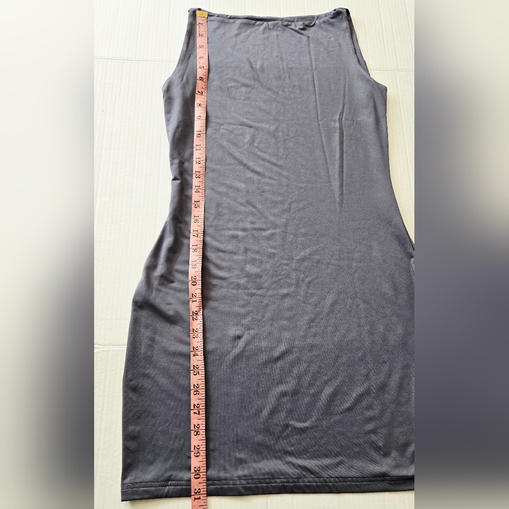 Gray Summer Sleeveless Boat Neck Mini Dress Slim Fit Bodycon Dress M - Picture 7 of 11